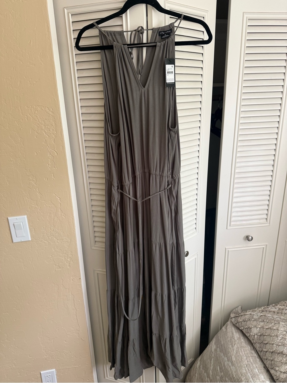 City Chic Olive Sleeveless V-Neck Maxi Jumpsuit